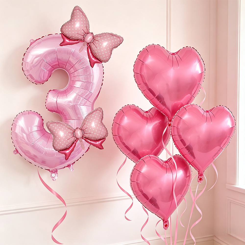 Confetti Balloon Set - Décorations de fête nœud rose, Ballon