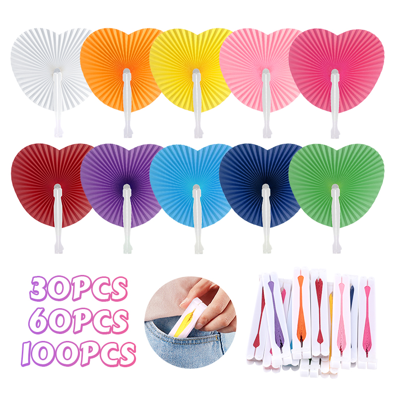 Wedding Supply List - Éventail en papier pliant multicolore, 30