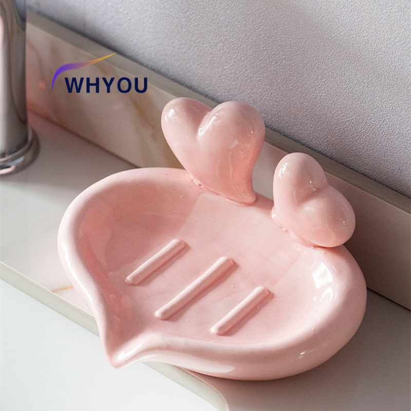 Wedding Bathroom Supply Kit - WHYOU-boîte porte-savon en céramique créative, coeur