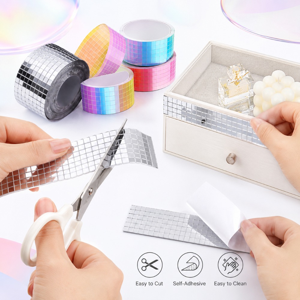 Wedding Bathroom Supply Kit - Mini mosaïques carrées autocollantes pour miroir,